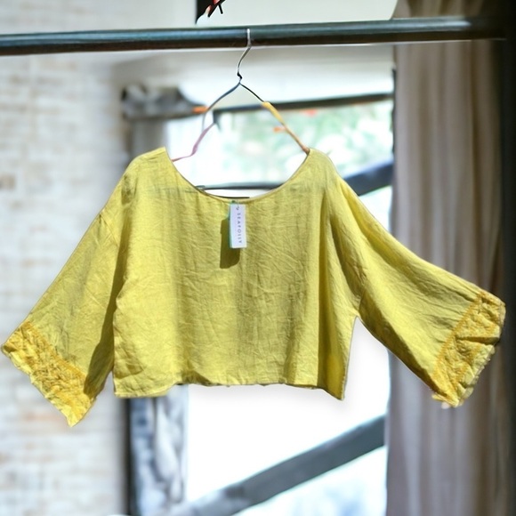 🌻Seafolly Brightfolk Yellow Embroidered Linen Top Size XS/S {NEW WITH TAGS!}. - Picture 2 of 10